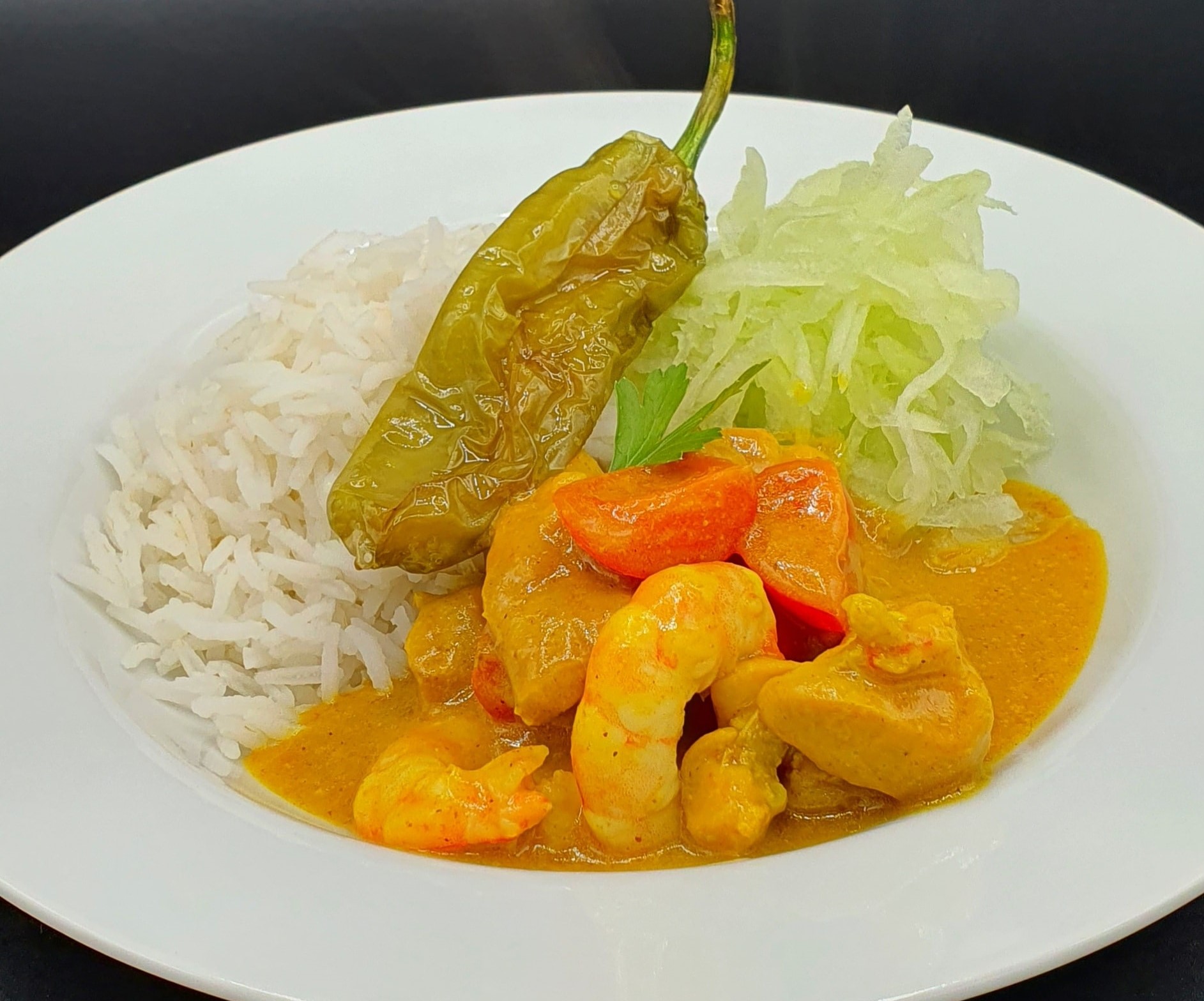 Riso basmati al curry con gamberi